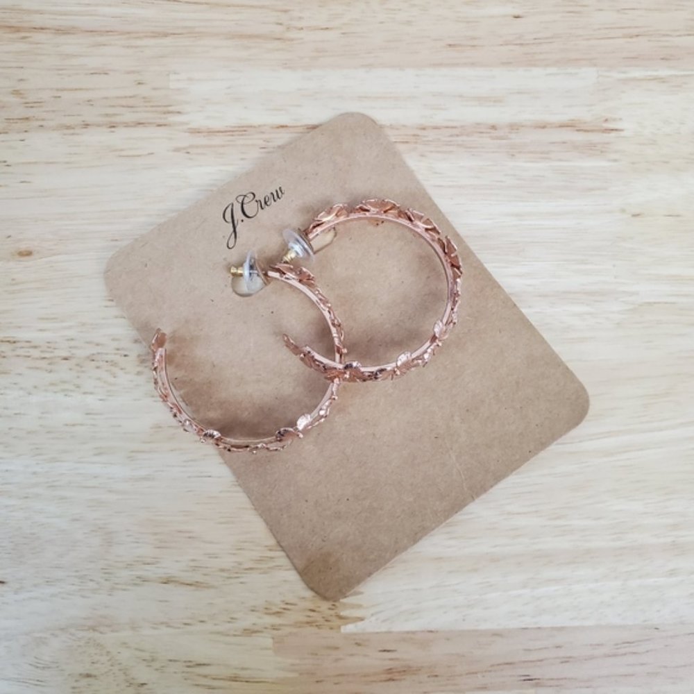 J.Crew Rose Gold Plumeria Flower Hoop - Picture 1 of 4